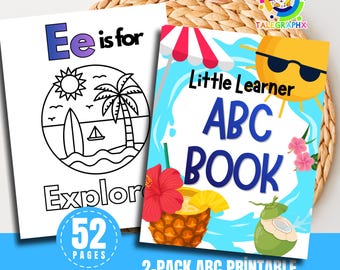 Summer Themed Baby Shower ABC Book Printable, Baby’s First Alphabet Keepsake Baby Shower Activity and Guest Book, Baby Shower Game