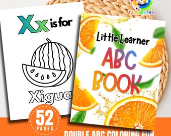 Baby Shower Coloring Pages A-Z Construction, Baby’s First Alphabet Guest Book Activity, Fruits Coloring Pages