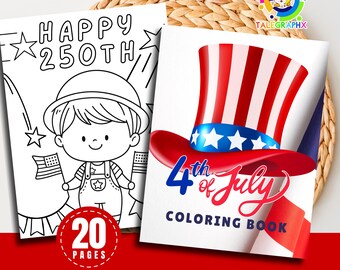 4th of July Coloring Book for Kids, 250th Independence Day, Patriotic Coloring Sheets, Fourth of July Printable, Party in the USA Holiday