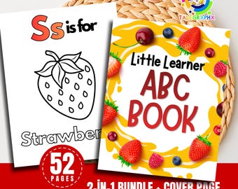 ABC Baby Shower Coloring Book, Baby’s First Food Alphabet Book, Fruits and Vegetables Printable Coloring Pages for Kids