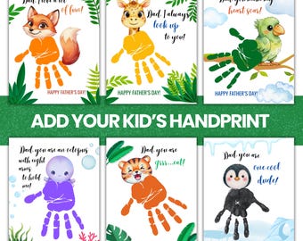 6 Design Fathers Day Handprint Art For Dad, DIY Personalized Keepsake Fathers Day Card from Toddler, Father’s Day and Grandfather Gift PDF