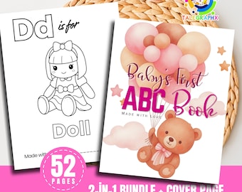 2-IN-1 Bundle Boho Baby Shower ABC Coloring Pages, Baby's First ABC Book, Baby Shower Keepsake, Printable Baby Shower Games and Activity