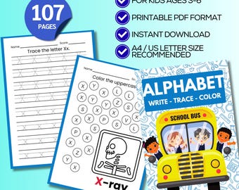 Little Learners Alphabet Tracing Worksheets, Early Learning Coloring Pages, ABC Tracing Book, Handwriting Practice