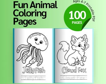 Safari Animals Coloring Book for Kids: Jungle and Sea Creatures Activity Book, Printable Pages