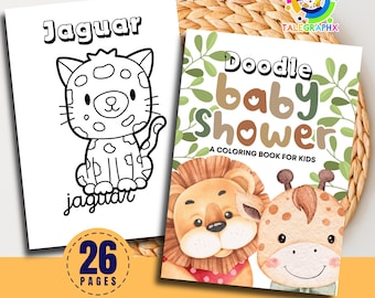 Animal Doodle Coloring Pages for Kindergarten, Toddlers, Printable Coloring Book Kids, Animal Alphabet Color Pages, ABC Preschool