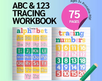 Alphabet and Number Tracing Workbook: Lowercase Uppercase Letters Handwriting Practice, Tracing Pads