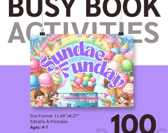 Ice Cream Themed: Toddler Busy Book Preschool Learning Binder, Quiet Book Activity, Montessori Printable