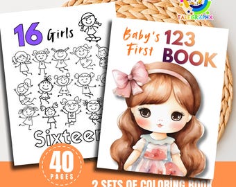 Baby’s First Number Book, Baby Shower Coloring Book Pages, Numbers 1-20 Fun Learning Worksheets
