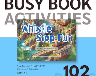 Train Themed: Toddler Busy Book Preschool Learning Binder, Quiet Book Activity, Montessori Printable PDF