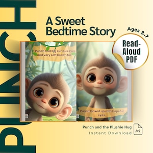 Libro de cuentos infantiles en PDF / Libro electrónico infantil / Libros para niños / Libro para la hora de dormir para niños de 3 a 7 años / Cuento con moraleja / Punch y el abrazo de peluche / Descarga digital