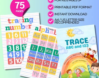 Alphabet and Number Tracing Workbook: Lowercase Uppercase Letters Handwriting Practice, Tracing Pads