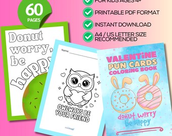 Dibujos para colorear imprimibles con juegos de palabras sobre comida para San Valentín para niños: Tarjeta divertida de San Valentín con juegos de palabras sobre comida, PDF