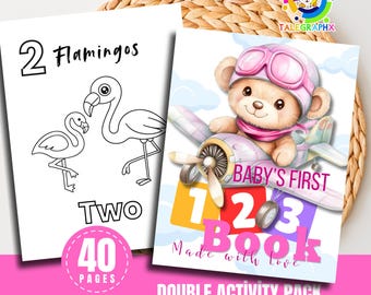 Baby’s First 123 Coloring Book Baby Shower Game, Baby Shower Numbers Book, First Number Coloring Pages, Printable Activity
