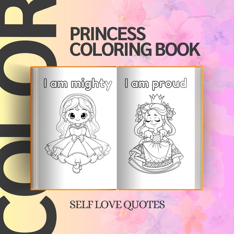Positive Affirmation Coloring Book for Kids, Princess Coloring Pages ...