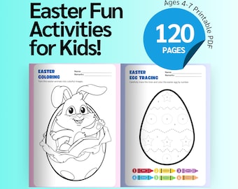 Easter Kids Activity Bundle: Happy Easter Coloring Pages, Spring Printable Pack Activities, Bunny Chicks