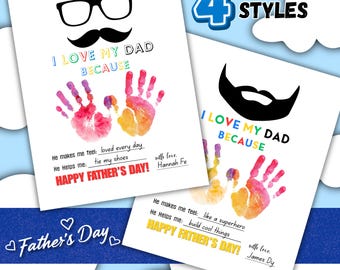 Fathers Day Printable Gift from Kids, Best Dad Ever - A Fathers Day Cards, Preschool Toddler Art, DIY Handprint Craft Father’s Day