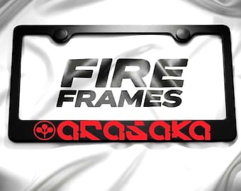 ARASAKA License Plate Frame Cover • Black Stainless Metal • Cyberpunk Game Anime Gift Made In USA