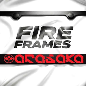 ARASAKA License Plate Frame Cover • Black Stainless Metal • Cyberpunk Game Anime Gift Made In USA