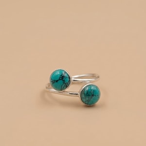 ターコイズダブルストーン925シルバーリング。