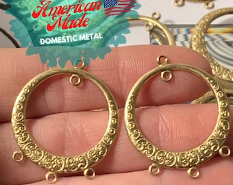 Raw Brass Earring hoops • Chandelier Earrings Findings • 100% Solid Brass Vintage style earring Findings • Earring Connector • Gold