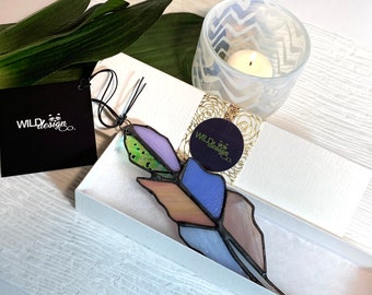 Pluma de vidriera ~ Captador solar de vidriera ~ Adorno de vidrio dicroico ~ regalo único ~ regalo edificante