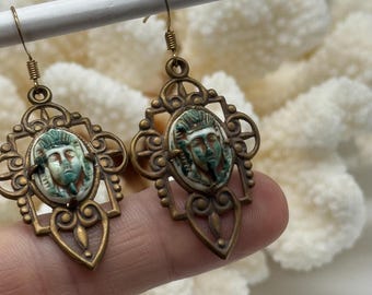 Egyptian Revival Earrings • Pharoah Earrings • Pharoah stones • Scarabs Pharoahs •