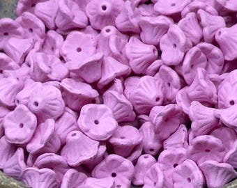 Magenta Violet Bell flower Beads 5x7mm Czech Glass beads purple pink 50pc bellflower beads