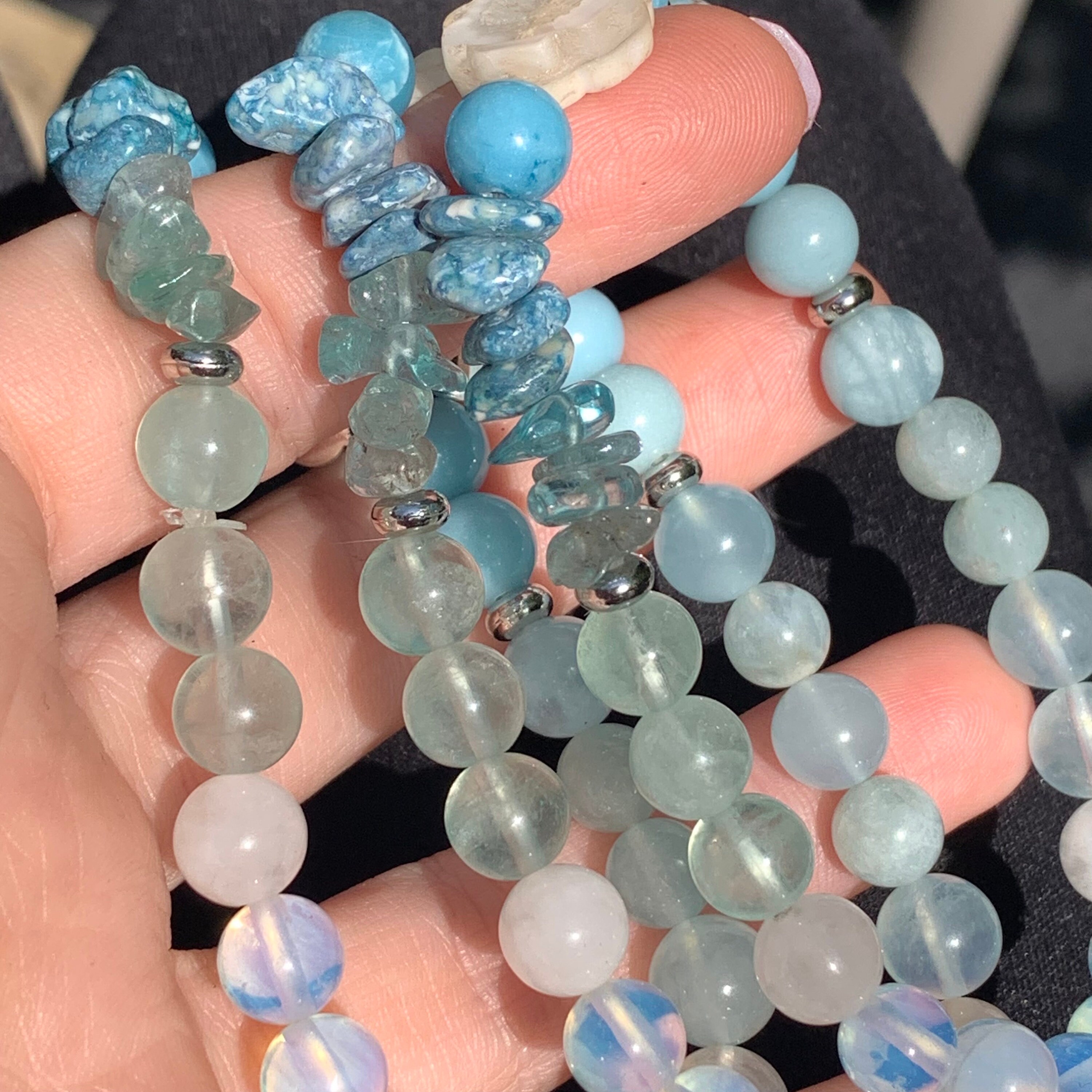 Blue Gemstone Bracelet • Aquamarine • Larimar • Kyanite