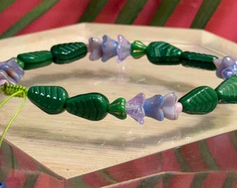 Cactus Bracelet • Czech Glass Purple Cactus Flower Bracelet • Adjustable Knot • Gardener Gift • Christmas Cactus Bracelet • Cowgirl Gift