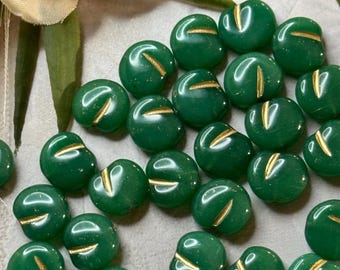 Green Apple Beads • Green Glass Apple Beads • 10pc • Green Fruit Beads • Green and Gold • Fruit Salad Beads • 3D Fruit Beads
