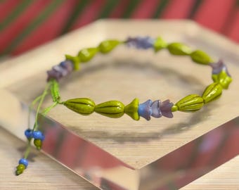 Cactus Bracelet • Czech Glass Purple Cactus Flower Bracelet • Adjustable Knot • Gardener Gift • Christmas Cactus Bracelet • Cowgirl Gift