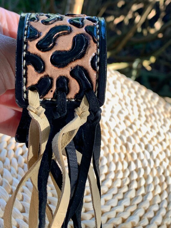 romancatcher pow bracelet leopard レオパード Leopard Print Bracelet • Tooled Leather Cuff Bracelet