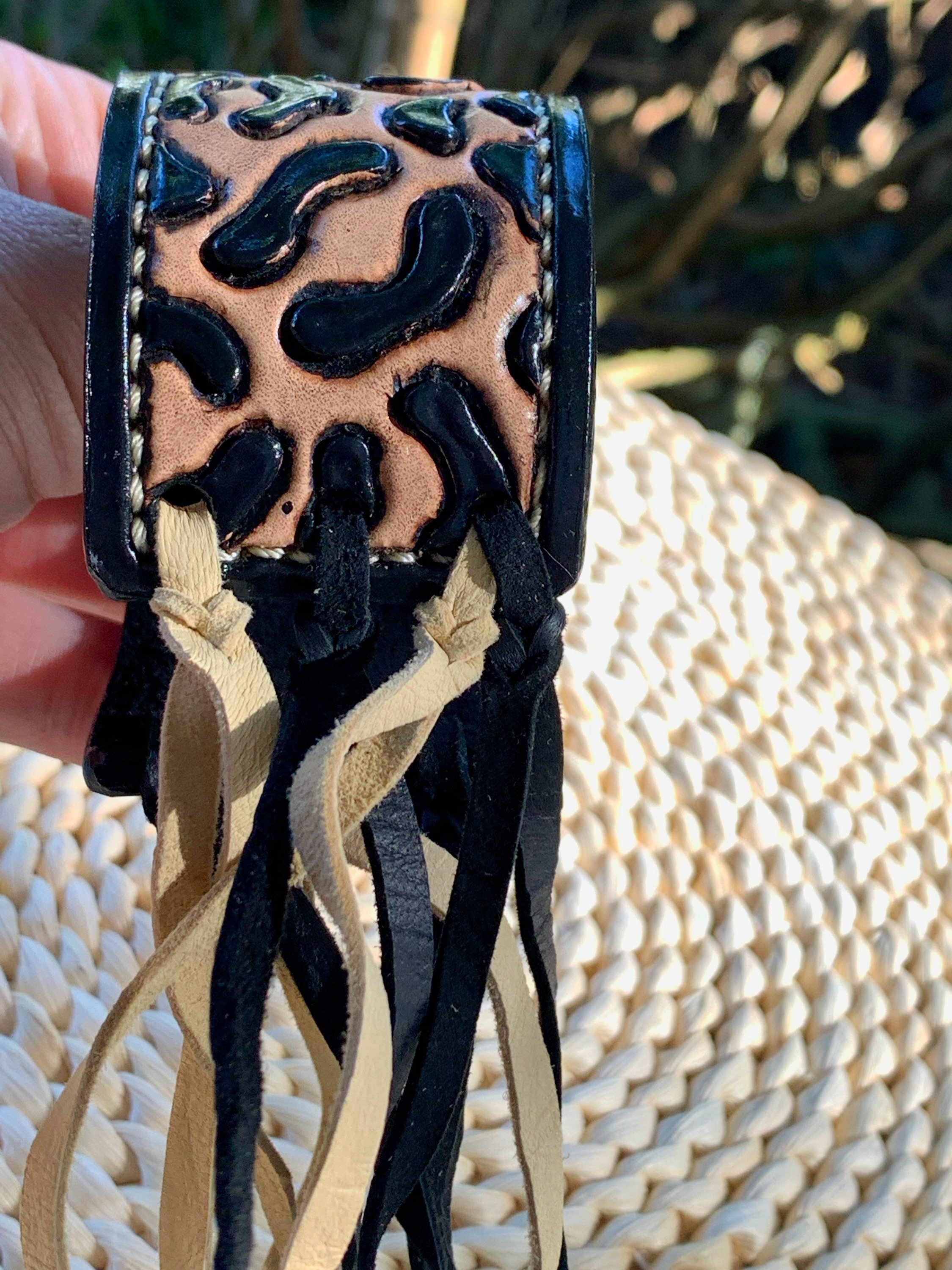 Leopard Print Bracelet • Tooled Leather Cuff Bracelet