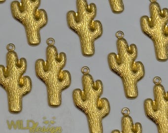 Cactusbedels • Seguro Cactus • Bedel woestijnthema • Cactushanger • 100% messing, gemaakt in de VS • 10 st • Goudkleur