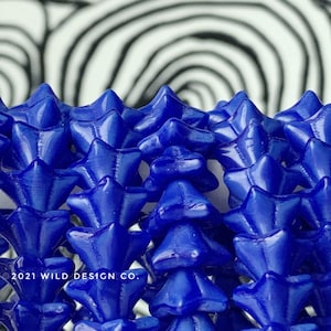 blue flower beads Bell flower Beads 9x6mm Czech Glass 5 petal 25pc silky blue bellflower
