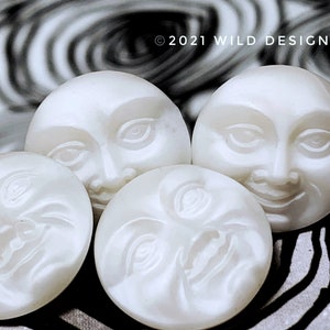 Czech glass moon face buttons White matte Czech glass man on the moon button 18mm