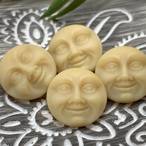 Czech glass moon face buttons off white matte Czech glass man on the moon button 18mm