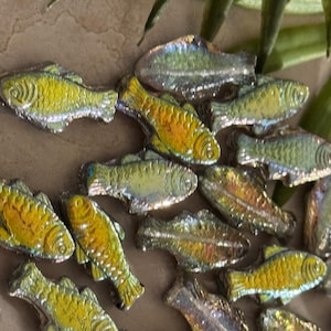 Metallic Fish Beads • Czech Glass Fish Beads • Clear Rainbow AB • 25mm • Animal Beads • Aurora Borealis Beads • 5pc