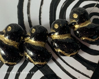 Cuentas de pato negras, 6 piezas, cristal checo, 3D, cuentas de pato, cuentas de animales gruesas