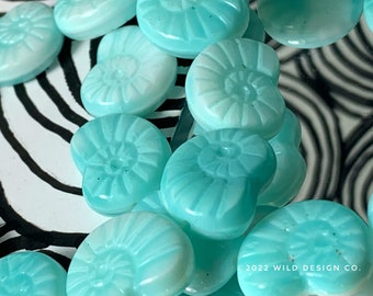 Blue shell beads 5pc turquoise and white glass Czech glass seashell beads