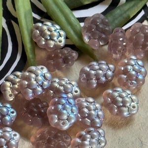Berry Beads Czech glass blackberry beads, 10PC, czech grape beads purple AB berry beads