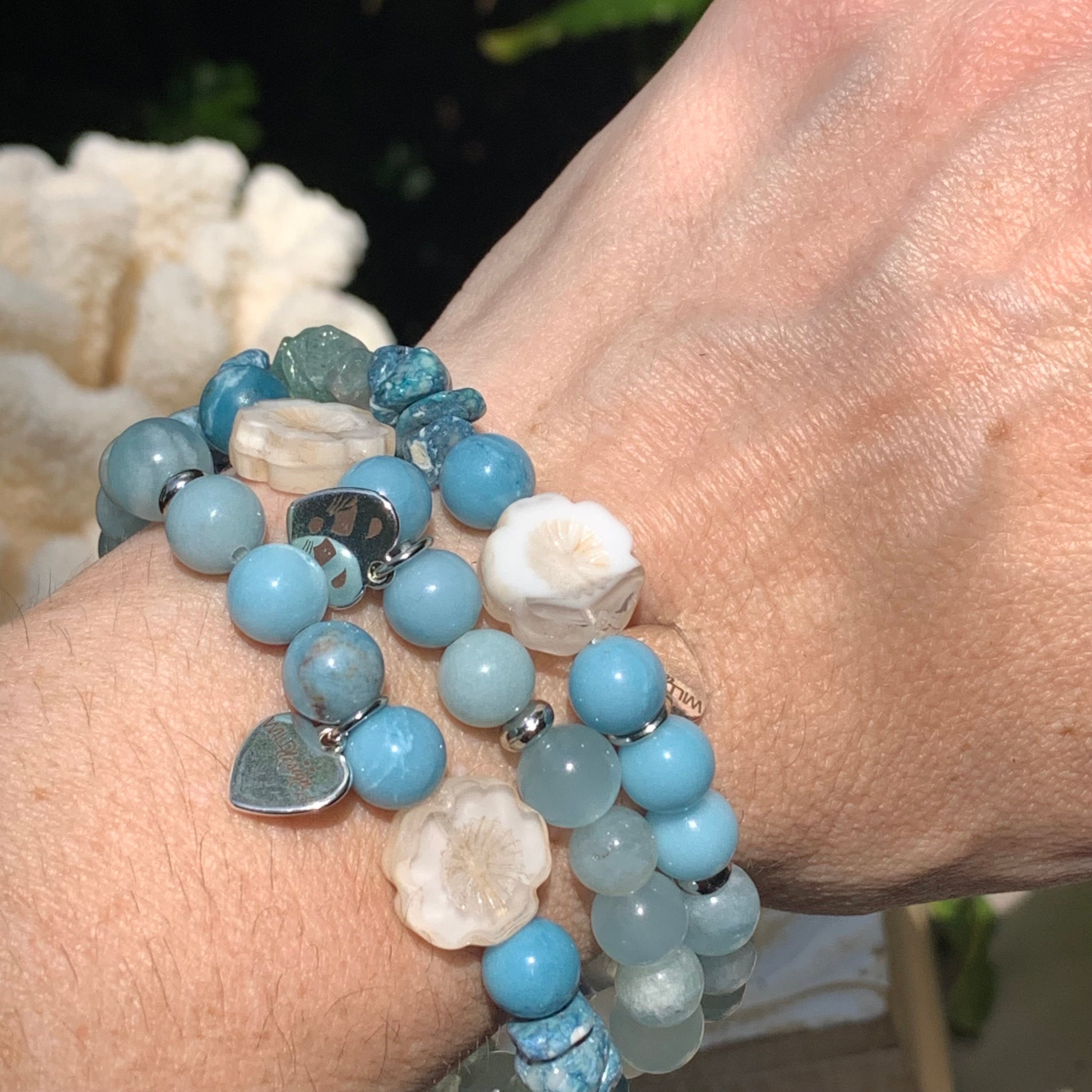 Blue Gemstone Bracelet • Aquamarine • Larimar • Kyanite