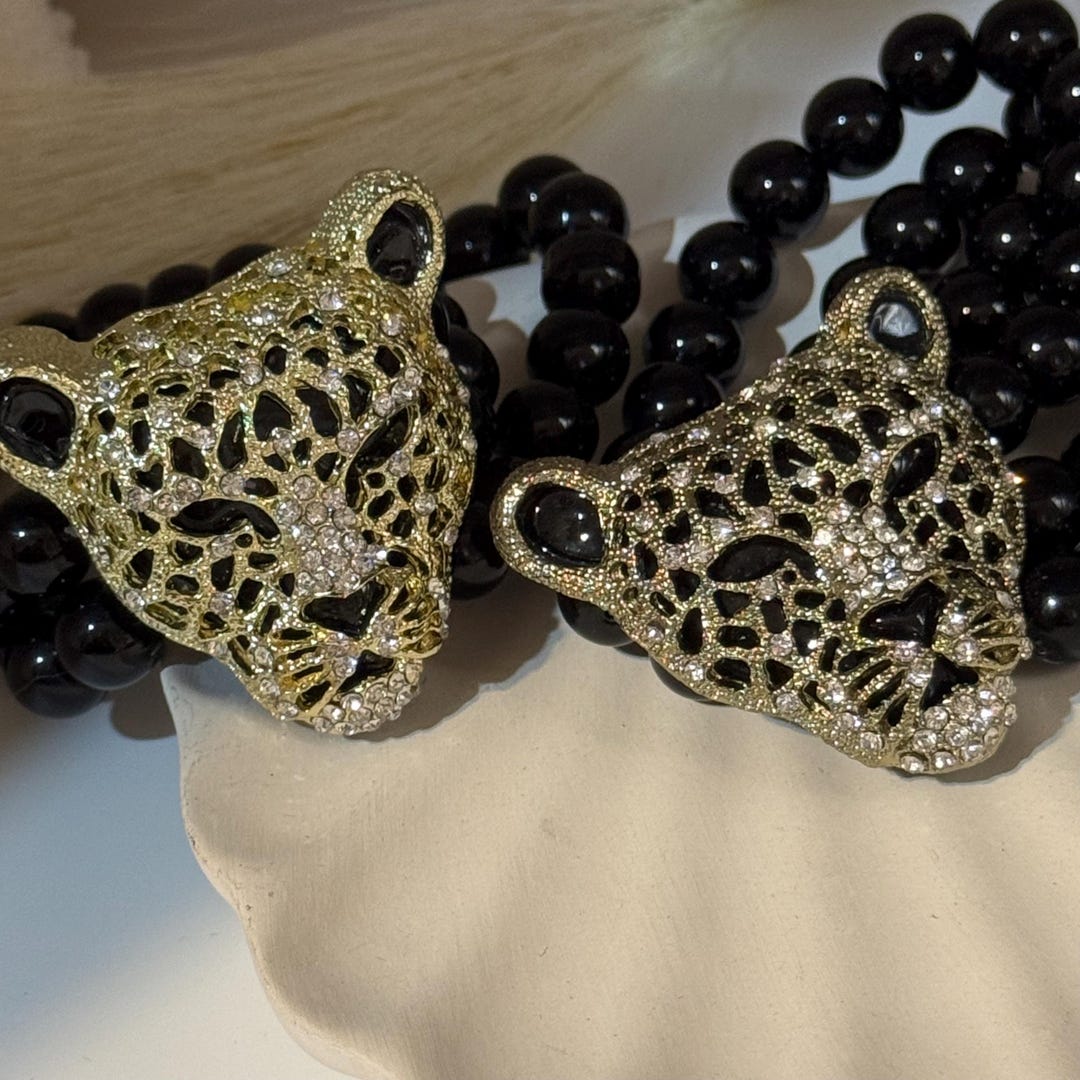 Vintage Leopard Bracelets • 2pc Cheetah or Leopard Face Bracelet
