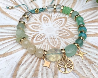 Nature Bracelet • Pineapple Quartz• Fluorite • Chalcedony • Jade • Citrine • Clear Quartz • Aquamarine • Meditation • Gemstone Bracelet •