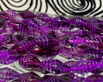 Purple shell beads 10pc purple with violet wash Czech glass seashell beads