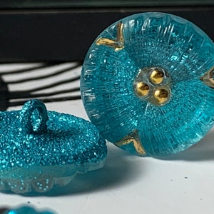 Botones checos turquesa Botón de flor de vidrio checo metálico azul turquesa 18mm