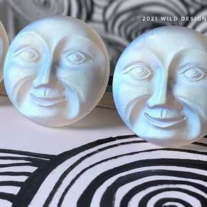 Czech glass moon face buttons AB matte clear Czech glass man on the moon button 31mm