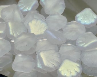 Clear AB shell beads 10pc czech glass shell beads scallop beads Czech glass seashell beads clear matte ab