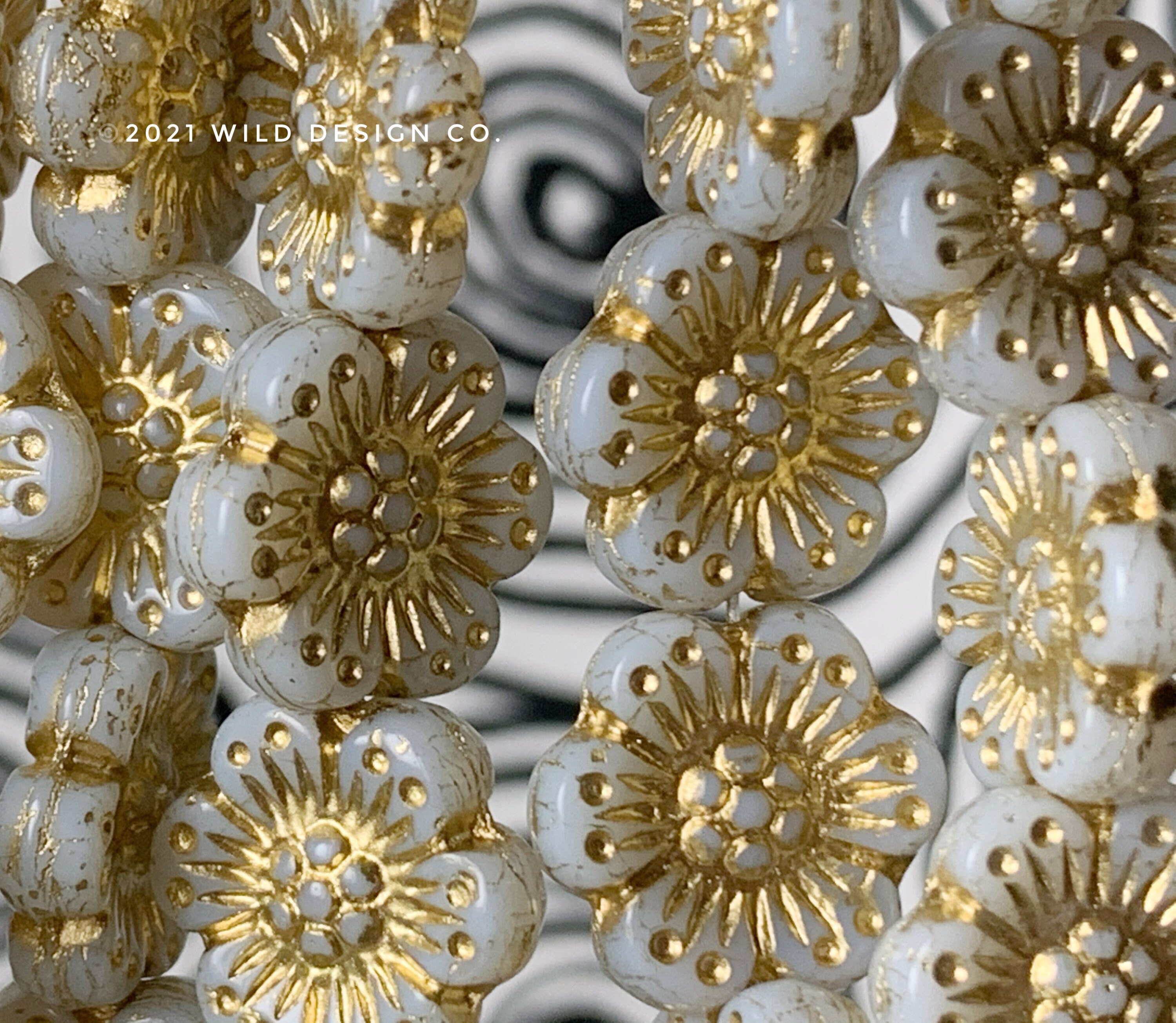 White flower beads 14mm 9pc Czech Glass wild rose or anemone Etsy