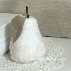 Floral Pear Neutral Fabric Pear Bowl Filler Stuffed Fruit Farmhouse Decor Handmade
